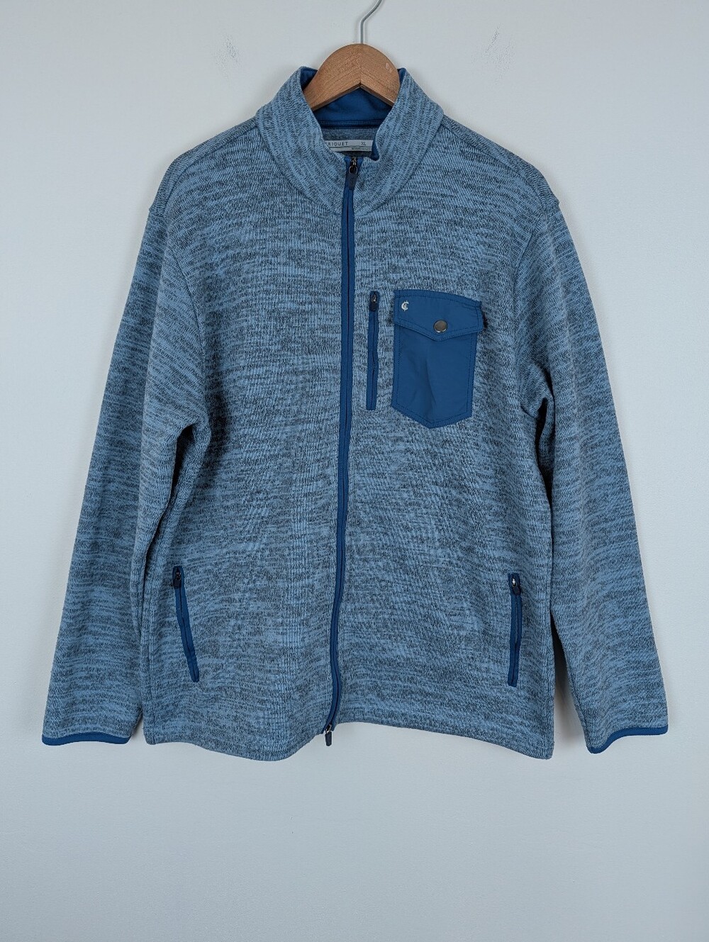 Criquet Full Zip Sweater Fleece Jacket - Heathered Blue